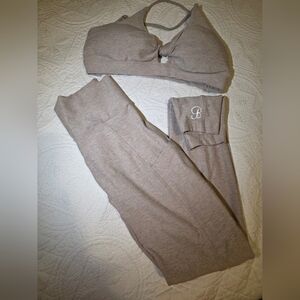 Neutral Taupe Active Set with Embroidered 'B'